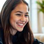 Jovem feliz a estudar inglês online