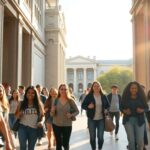Estudantes a celebrar entrada no ensino superior.