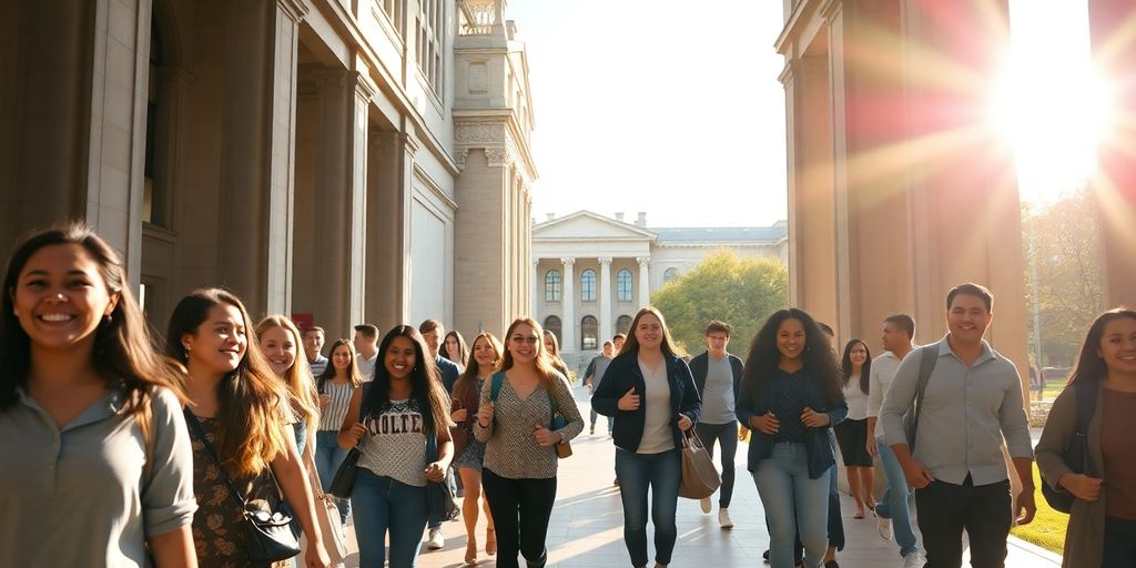 Estudantes a celebrar entrada no ensino superior.