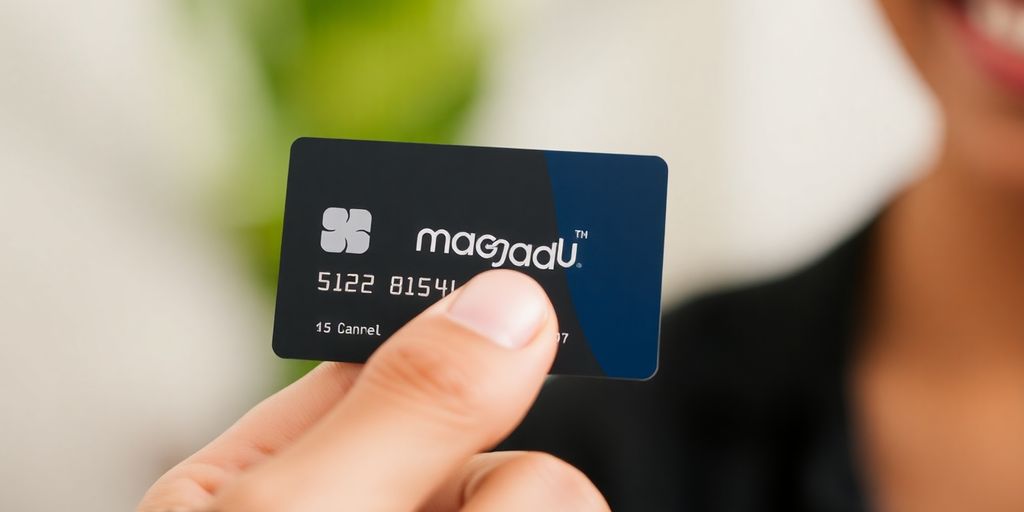 Mão segurando cartão de crédito Magalu