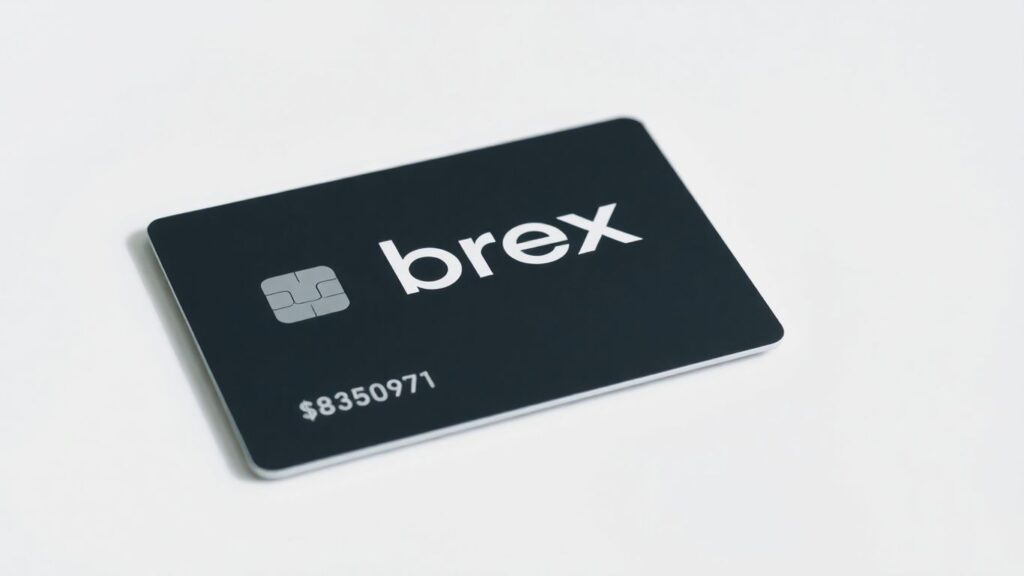 Brex credit card with logo on a clean surface.