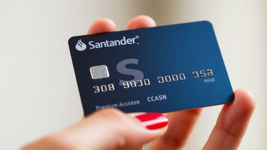 Cartão SX Santander com detalhes brilhantes e modernos.
