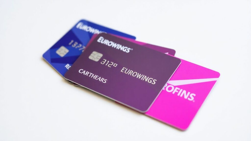 Drei Eurowings Kreditkarten nebeneinander