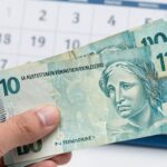 Abono Salarial PIS/PASEP 2025: Guia Completo de Regras, Calendário e Valores Mão segurando dinheiro com calendário ao fundo